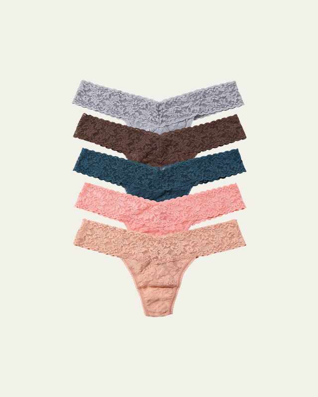 Five-Pack Signature Low-Rise Lace Thongs